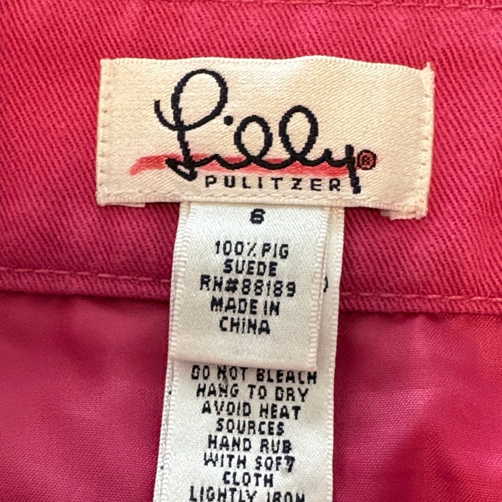 Lilly Pulitzer Hot Pink Suede A-Line skirt - Picture 4 of 11